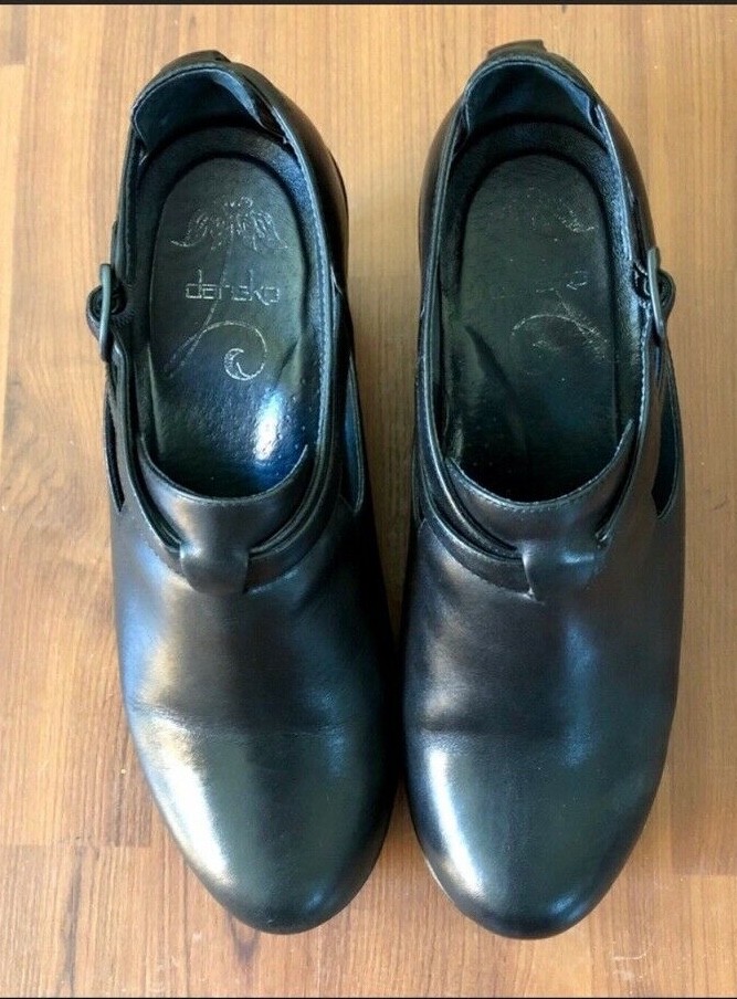 Dansko Franka Clog Rare Shoe EU 41 Black Womens US 10.5-11 Buckle Wedge Heel image 2