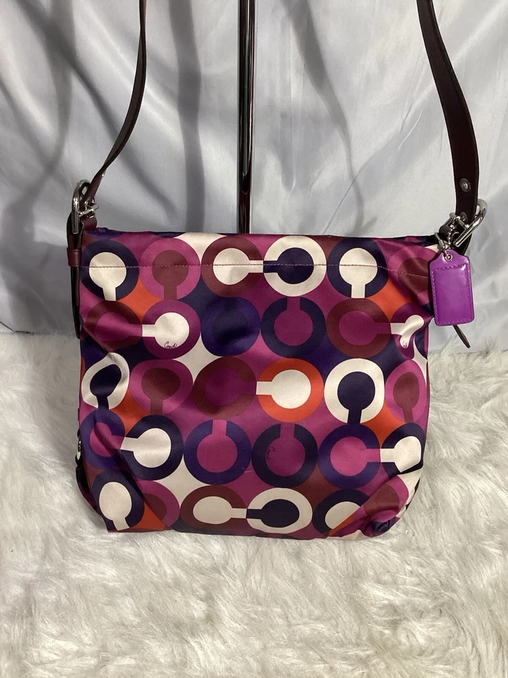 CUTE!! Coach Op Art Printed Duffle Shoulder Bag G1357-F26928 RARE Crossbody 06 - Изображение 2 из 4