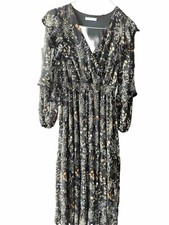 Reserved Ladies Black Floral Maxi Dress Size Medium