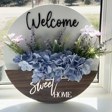 Welcome Sign Interchangeable Florals for All Seasons,12 inch, Home Front Door...