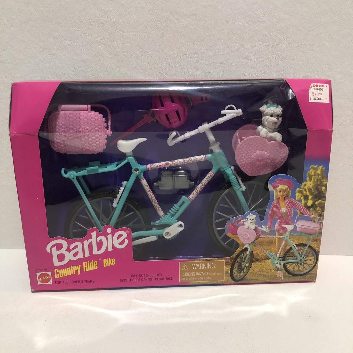 1997 Barbie Country Ride Bike W/Yorkie, Helmet, Basket Mattel  67560-91(b15
