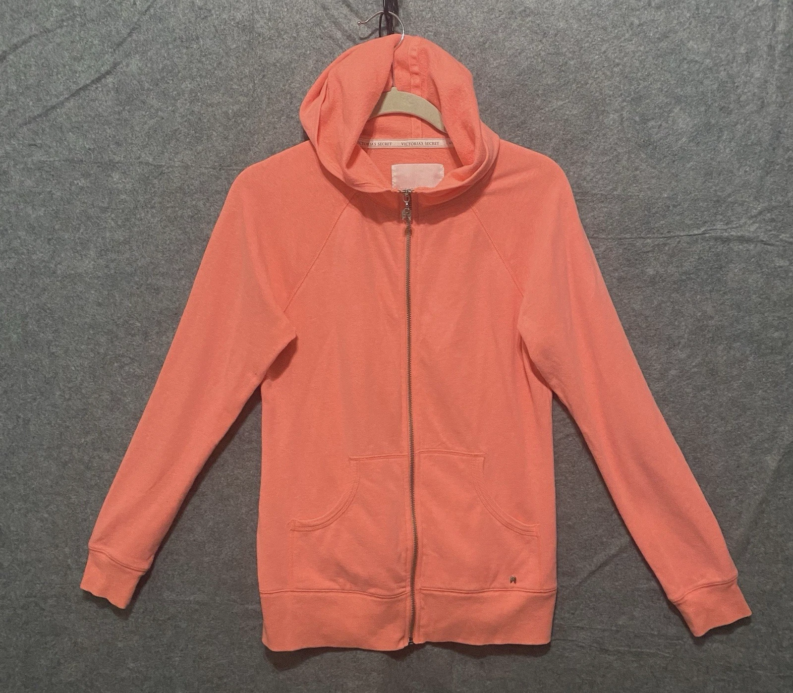 UNDERCOVER Felpa con cappuccio Victorias Secret donna taglia M cuore pesca logo grafico full zip tasca