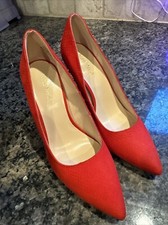 Nine West Red Faux Suede Pointed Toe Classic Heels Size 6M GORGEOUS pre-owned