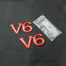 Red Matte V6 Metal Grille Emblem + Sticker Decal Badge 3D Engine Turbo v8 Racing