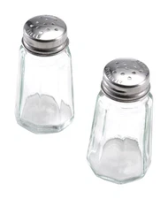 Lifetime 5078608 Clear Beveled Glass/Steel Cap Salt & Pepper Set 1 oz. Capacity