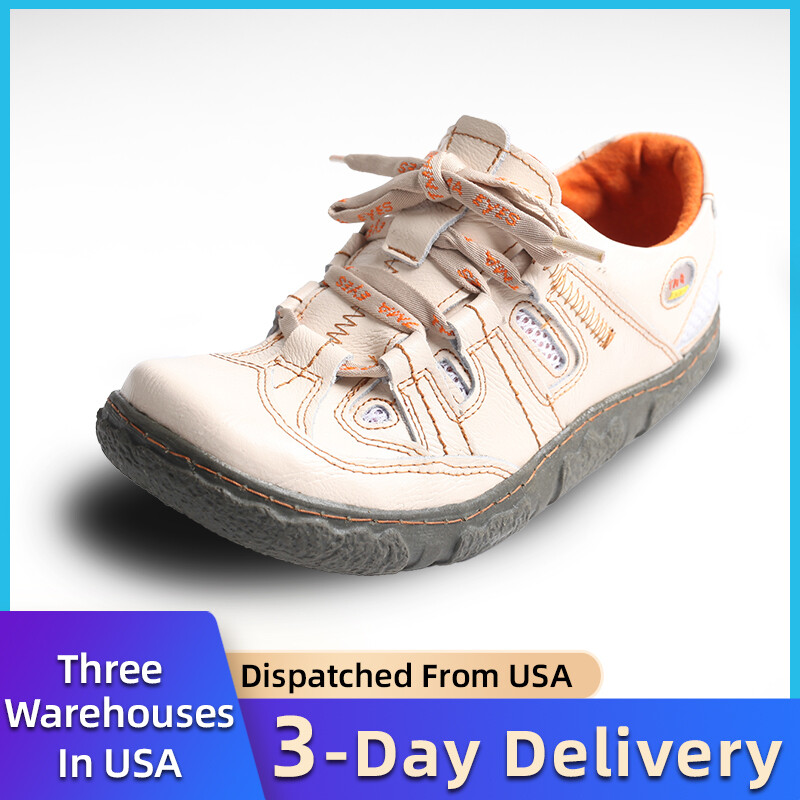 TMA EYES Modern Black Spring Summer Lace-up Anti-slip Flat Retro Walking Shoes