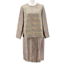 Vintage AKIRA 2-Piece Skirt Set Jacquard Paisley Blouse Skirt Medium 