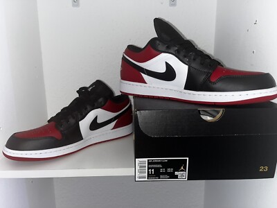 Nike Air Jordan 1 Low ''Bred Toe'' - Gym Red/Schwarz/Weiß - EUR45 