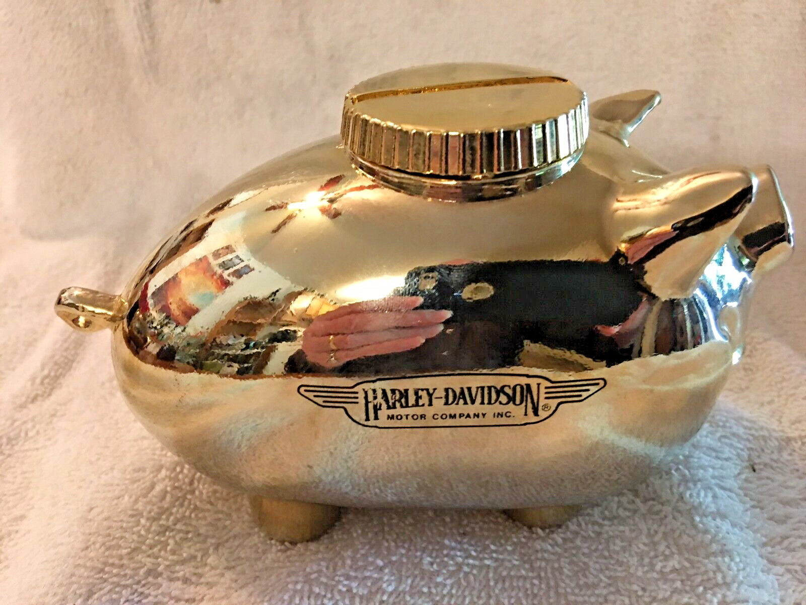 Vintage Harley Davidson 25th and 50th Anniversary Metal HOG Banks