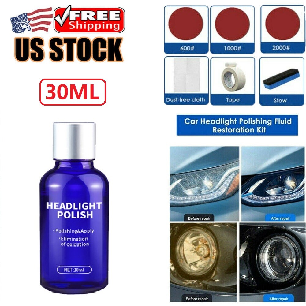 Pro Car Headlight Lens Restoration Repair Kit Polish Cleaner Cleaning Tool USA