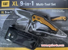CAT XL 9-in-1 Multi-Tool Set, Stainless Steel Tools with Belt Loop Storage Pouch