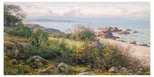 Tile Mural Sailboat Shore sea by B. Lindholm Kitchen Backsplash Marble Ceramic