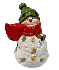 Hallmark Snowman Candle Ceramic Tea Light Hol...
