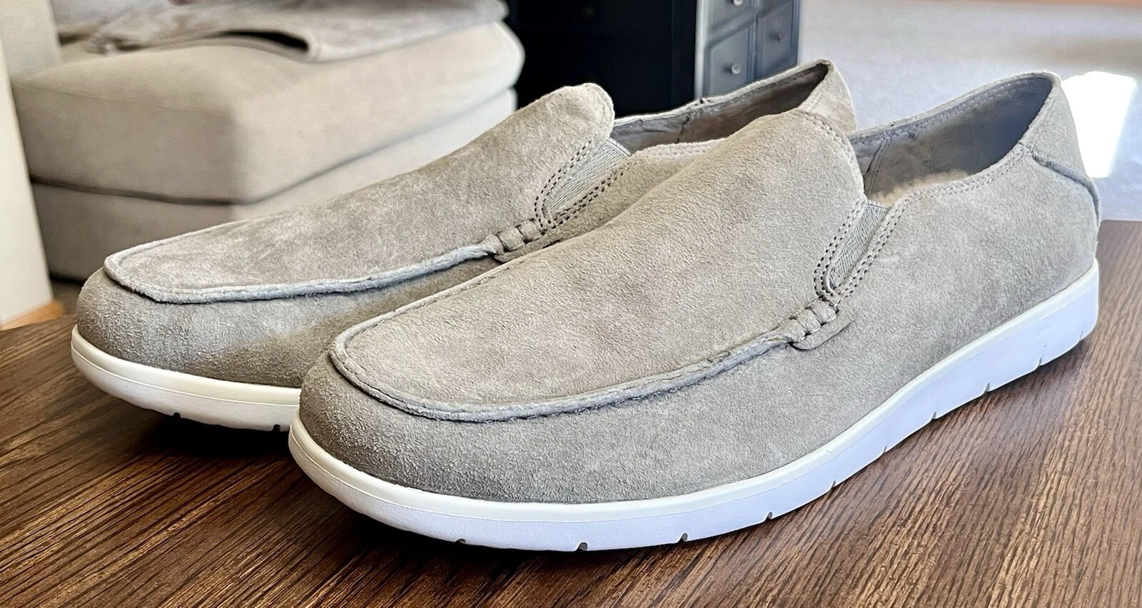 Scarpe slip on Ugg Colston #1009927 grigio chiaro scamosciate Uomo 12 NUOVE