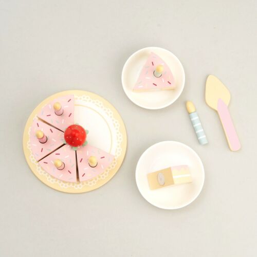 Childrens Wooden Cake Role Play Set Pretend Play-Food Playset Teaset Party Toy - Picture 1 of 8