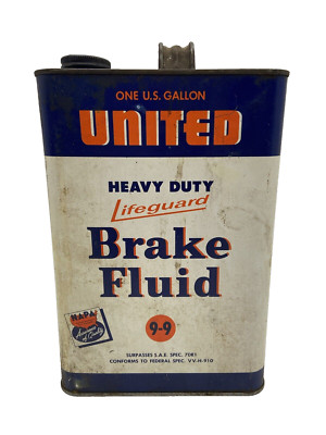 Vintage NAPA Lifeguard Brake Fluid One Gallon Tin Can Gas Oil 1960s Chicago ILL 