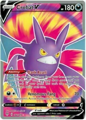 Crobat V 182/189 F/A S & Shield Darkness Ablaze ULTRA RARE PER/MINT! Pokemon  