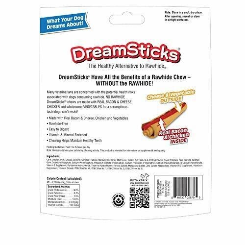 DreamBone Rawhide Free Dog Chews Bacon & Cheese Flavored Sticks Dog Treats - 15c - Picture 2 of 4