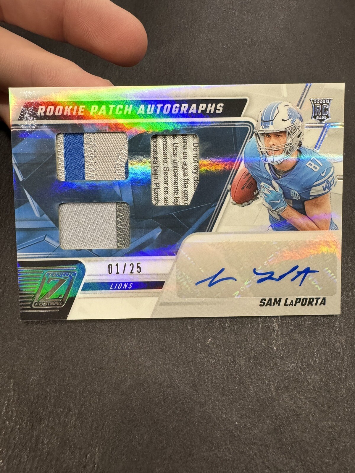 SAM LAPORTA 2023 ZENITH RPA ROOKIE PATCH SILVER RC AUTO 01/25 Q1134