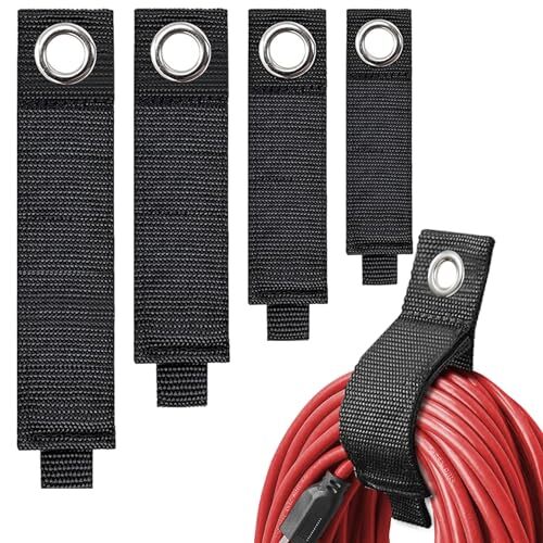 4PCS Extension Cord Storage Straps, Heavy Duty non-magnetic hook 4 Black-image
