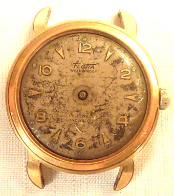 Flora Wristwatch 17J Antique Men's Parts or Repair