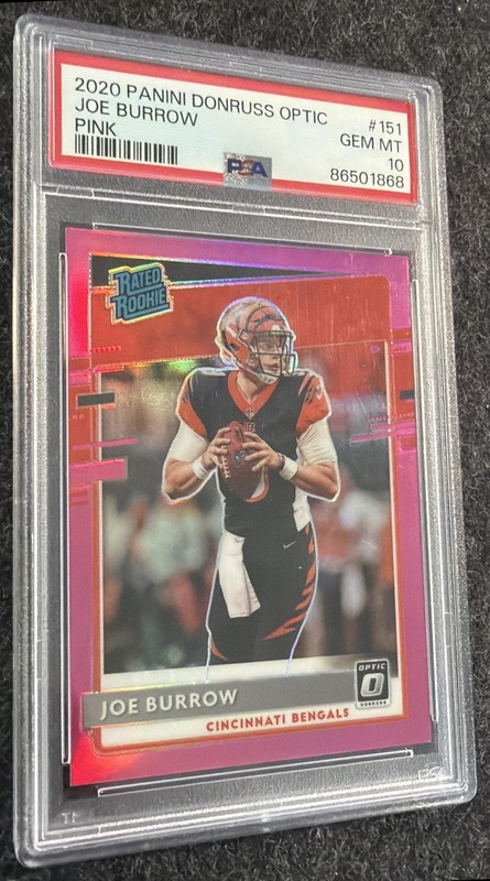 2020 Panini Donruss Optic Joe Burrow #151 Pink Prizm RC Bengals PSA 10