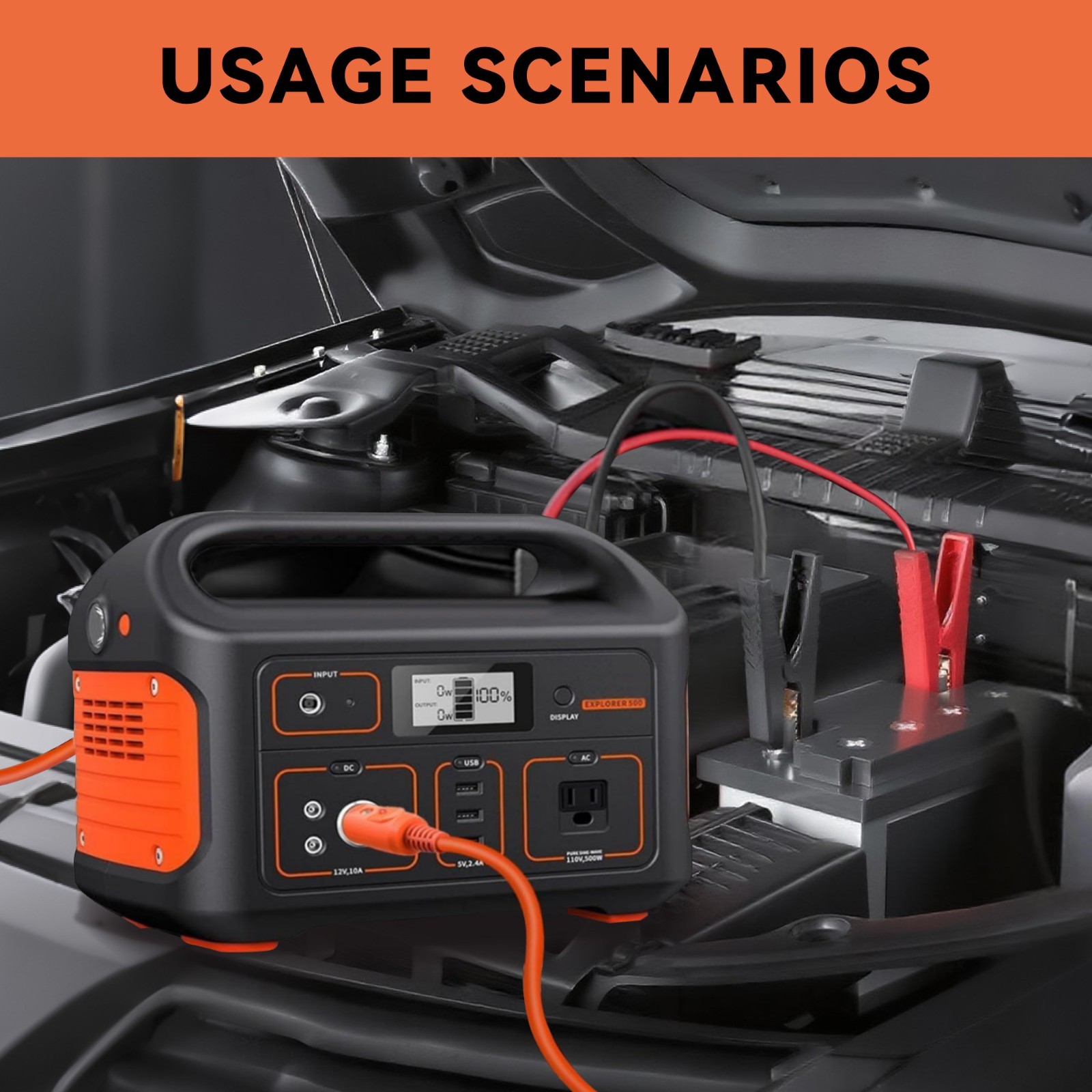 12V Car Battery Charger Cable, 14AWG Lighter Plug to Alligator Battery Clips