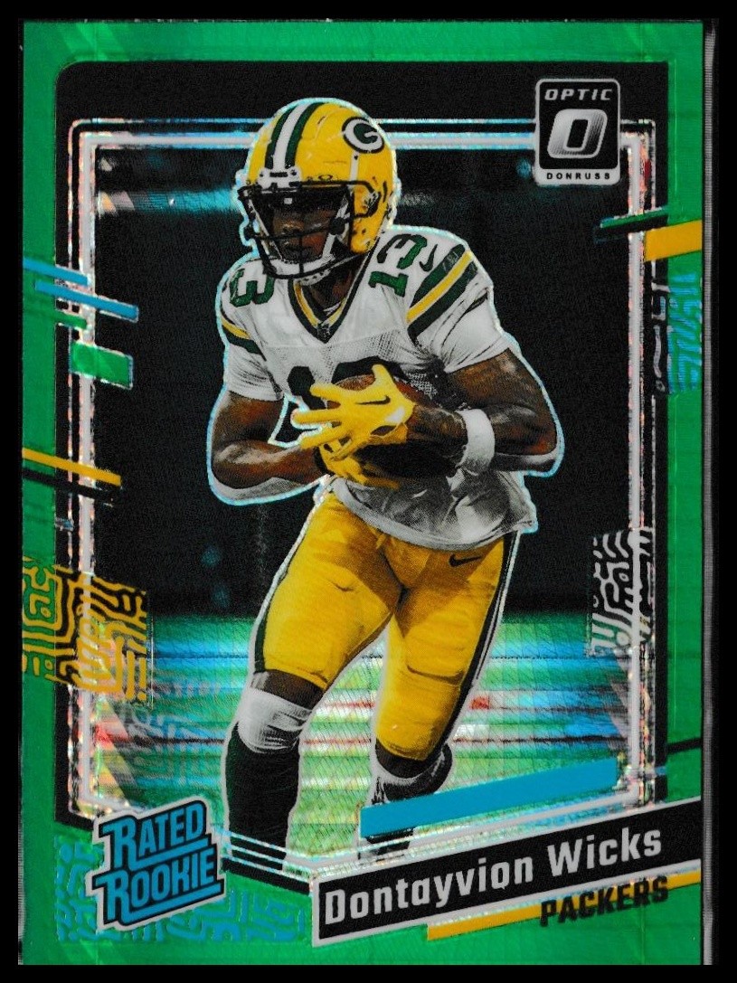 2023 Donruss Optic #249 Dontayvion Wicks Green Hyper