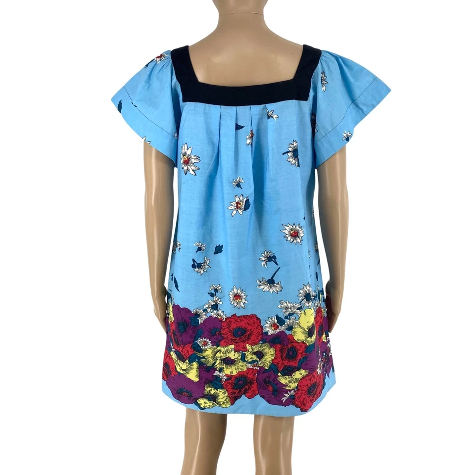 French Connection Mujer Azul Cuello Cuadrado Estampado Floral Mini Dress Size 10 - Imagen 3 de 4