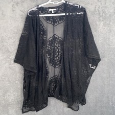 Maurices Womens One Size Black Sheer Lace Open Front Kimono Cardigan Gothic