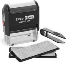 ExcelMark Self-Inking DIY Custom Rubber Stamp Kit - Personalized Stamper for Bus