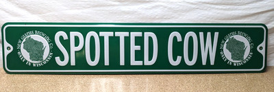 NEW GLARUS BREWING Wisconsin SPOTTED COW Metal Beer Street Sign New