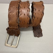 Mossimo Supply Wide Brown Genuine Leather Belt Women's Medium Laced Braided