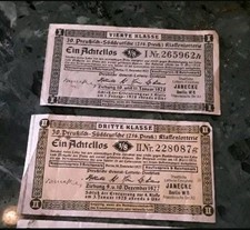 2 Lotterielose Achtellose Preu&szlig;ische Klassenlotterie 1927/28