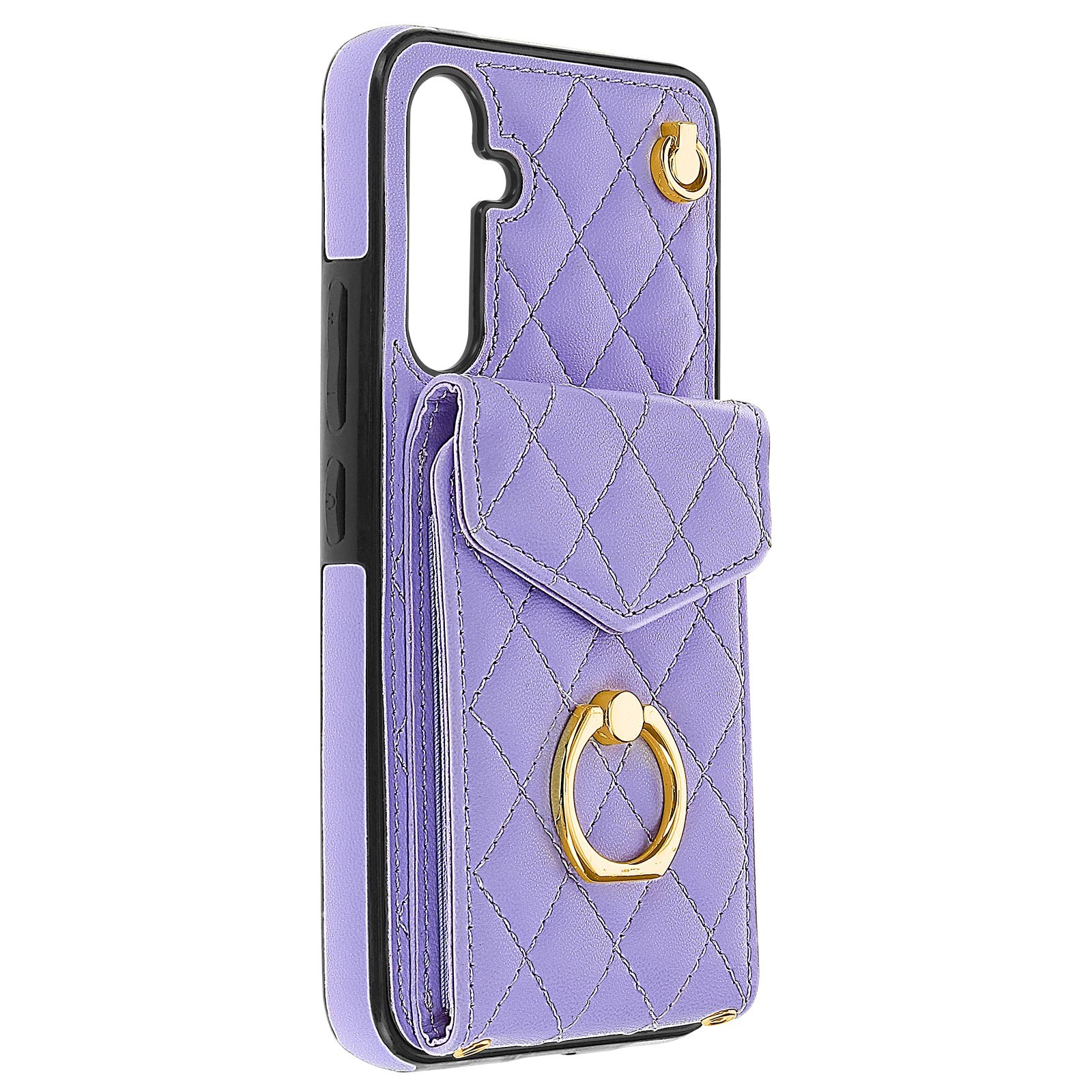 Funda con cordón para Samsung Galaxy A54 5G Anillo trasero para cartera Lila