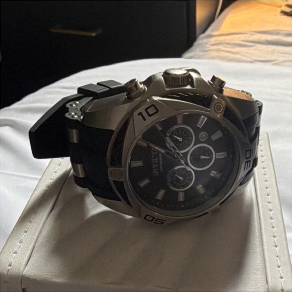 Invicta Men's Sports Chronograph Wristwatch Black Rubber Band, Box & Manual