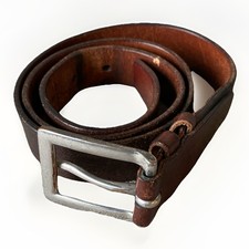 VTG Polo Ralph Lauren Dress Belt Mens Size 32 Brown Leather Silver Tone Buckle