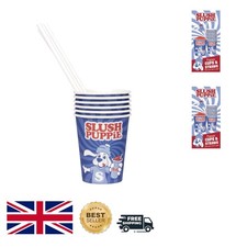 Pack of 20 Blue Retro Paper Cups & Straws - Perfect for All Occasions