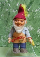 Vintage 50's Steiff 7" Santa Elf Pucki with Chest Tag and Button, Germany,