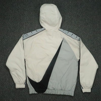 Nike Jacket Mens Small White NSW Big Swoosh Woven Pullover Jacket Sportswear *