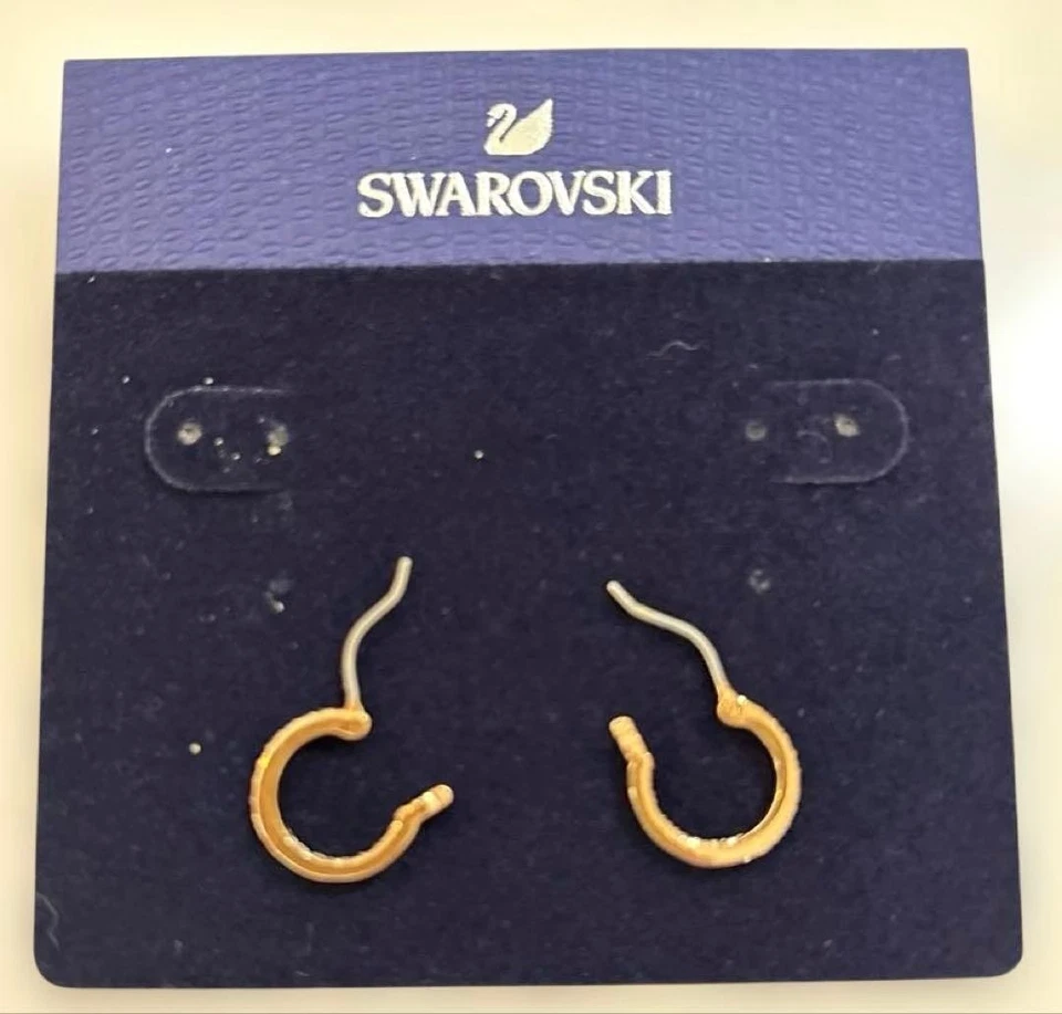 Swarovski Moon & Stars Drop Earrings Black Rose Gold Used - Image 2 of 3