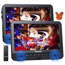 10.1'' Dual Screen Portable Blu Ray Car DVD Player 1080P HDMI Sync Screen USB/SD