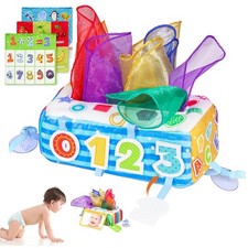 Baby Tissue , Soft Montessori Tissue Baby Toys 6 to 12 Months, High Contrast ...