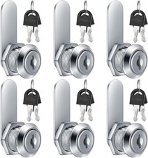 6 Pieces cam Lock File Cabinet Cylinder Cam Lock 1 Key Opens All , 5/8 Inch