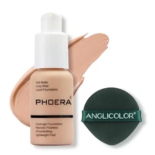 PHOERA Foundation Makeup Naturally Liquid Foundation Full Coverage Mattle