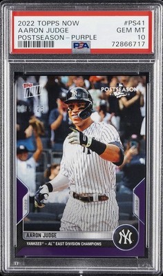 2022 TOPPS NOW POSTSEASON PURPLE #PS41 AARON JUDGE 15/25 PSA 10