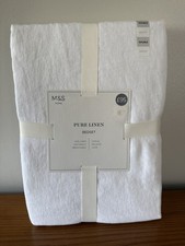 M&S Pure Linen Double Duvet Cover Set White 100% Linen BNWT RRP £95 Luxury