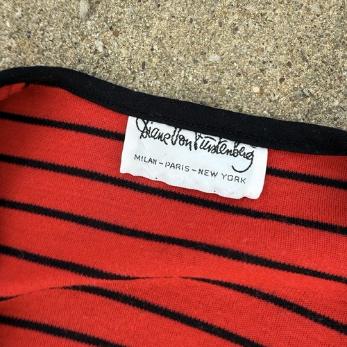 Rare early 70s/80s DVF Diane Von Furstenberg Red Black Striped Knit wrap dress 4 - Picture 3 of 5