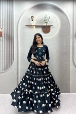 NEW Women Pure Cotton Elephant Print Lehenga Choli Navratri Garba Dress Set