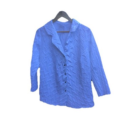 Babette Womens White Crinkle Texture Button Front Blouse Top Casual Chic XL